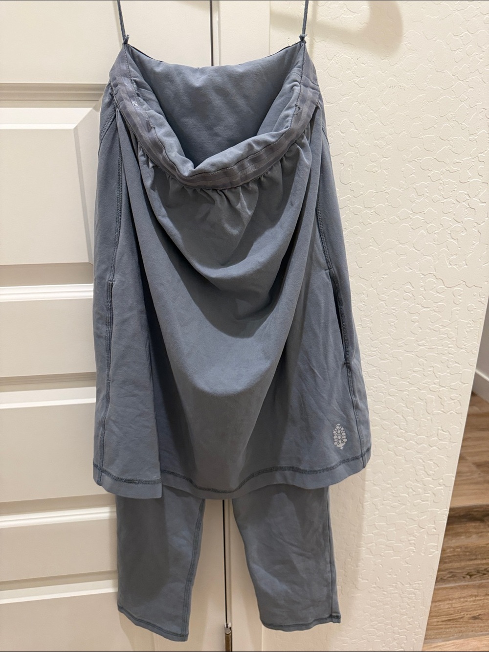 Free People Slate Blue Draped A-Line Maxi Skirt